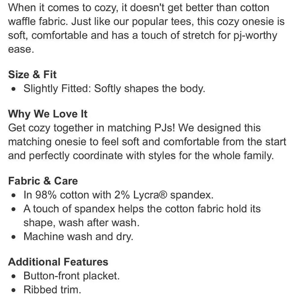 L.L.Bean Waffle Onsie Pyjama XS Tall - Picture 3 of 9